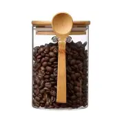 Airtight Glass Jars with Bamboo Lids & Spoons, 17.95 oz