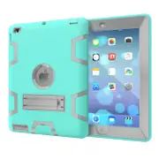 MCC Stylish Shockproof iPad mini 4 Case Cover Heavy Duty 3-in-1 Kids Apple [Light Blue+Grey]
