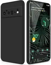 [GiiYoon] Silicone Case Compatible with Google Pixel 6 Pro, Full Body Silky Soft Touch Phone Case with Camera Protection, Shockproof Cover with Microfiber Lining, Black