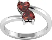 [Shine Jewel] Designer Heart Shape Garnet Gemstone 92.5 Sterling Silver Wedding Ring