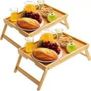 Pipishell Bamboo Bed Breakfast Tray with Foldable Legs, Handles, Ideal for Kids,