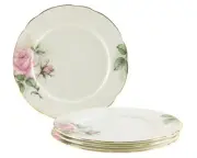 Gracie Bone China 7-1/2-Inch Dessert Plate, Pink Green Rose Bouquet, Set of 4...