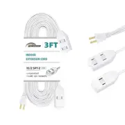 6-Outlets Flat Extension Cord, DOUBLE 3-OUTLETS POWER STRIP with Safety Outlet