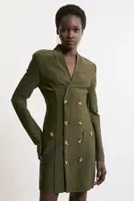 Figure Form Bandage Double Breasted Knit Mini Dress