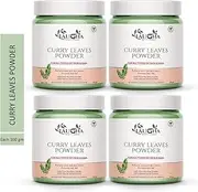 Laugha 00% Organic Curry Leaves Powder | Kadi Patta Powder | Curry Leaf Powder for Skin | Natural Hair Care, 100 Grams (Pack Of 4 Jar 400 gm)