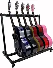 Provecta Guitar Stand for 5 Guitars Foldable Bass Electric Acoustic Floor Holder Rack with Anti-Slip Feet and Soft Padding