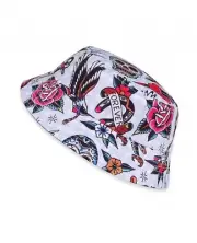 SIX BUNNIES KIDS BLUE BUCKET HAT ANCHOR HORSESHOE ROSES TATTOO SKULLS FLASH ART