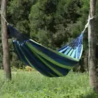 Thick Canvas Hammock Field Rollover Prevention Outdoor Swing Blue Stripes (260 x