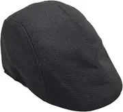 [DEARMAMY] Lightweight Cozy Beret Cap for Men Women Sun Hat Peak Fashionable Flax Beret Black