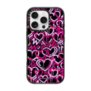 iPhone 16 Pro Impact Case MagSafe Compatible Pink & Black Electric Love by Corey Paige Designs