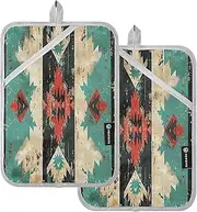 American Native Grunge Pot Holders Set of 2 Potholder with Loop Hot Pads for Kitchen
