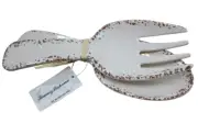 Tommy Bahama Ivory Rustic Crackle Salad Fork Spoon Serving Set Melamine 11" NWT