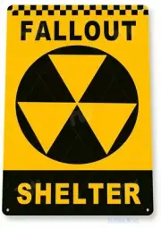 FALLOUT SHELTER 11 X 8 TIN SIGN AUTO AUTOMOBILE MECHANIC ADVERTISEMENT STATION