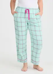 [Taking Shape] Taking Shape Flannelette Grid Pyjama Pant Size 26 in ICE Green Check, Cotton - Plus Size Women's Sleepwear Ice Green Check