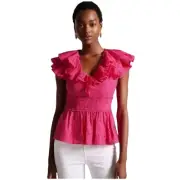 NWT! Ted Baker Mazieh Broderie Peplum Top - Size 2 (US Size 6) MSRP $195