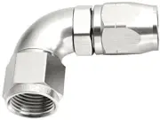 AEROFLOW AF553-16S SILVER ONE PIECE CUTTER FULL FLOW SWIVEL 90° HOSE END -16AN