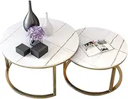 Nesting Side Tables Living Room, Retro Nesting Coffee Table Sofa Side End Table Modern Nesting Side Coffee Tables Set of 2, Waterproof Outdoor and Indoor End Tables, Stacking Table, White Marbl Feito