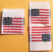 100 PCS DOUBLE SIDED CLOTHING LABEL - RED, WHITE, & BLUE AMERICAN FLAG - USA