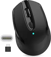 Wireless Computer Mouse, Type C 2.4G Silent Cordless Mouse for Laptop, Mouse with 6 Buttons and 3 Adjustable DPI for Laptop, Deskbtop, MacBook, PC