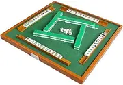 Mahjong Set with Folding Mahjong Table Portable Mah Jong Game Set for Travel Family Leisure TimeEntertainment Green