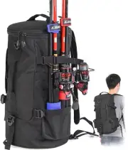 Large Capacity Fishing Backpack Outdoor Travel Camping Fishing Rod Reel Tackle
