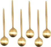 IMEEA 5.1inch Coffee Spoon Gold Espresso Spoons Demitasse Spoons Stainless Steel Mini Teaspoons for Sugar Dessert Cake, Set of 6