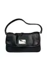 Oroton Roche Leather Jacquard Flip Over Bag in Black Size O/S