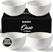 MIAMIO - Ceramic Bowl Set of 4/750 ml Large Serving Bowls for Cereal, Salad, Pasta, Fruit, and Soup - Oasis Collection