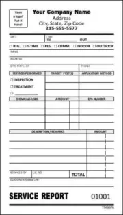 500 Pest Control Service Report Form / 2 Part Carbonless / 4" x 7" / TMG078