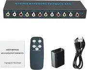 DC 5V 1A AV RCA Switcher 4 in 3 Out RCA Splitter with 4-Way Audio Composite Video L/R Stereo Audio AV Selector Box