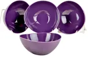 DIANE VON FURSTENBERG DVF Pebblestone Eggplant Soup Cereal Bowl Set/4 New