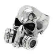 Chernobyl Skull Huge Men's Ring Silver 925