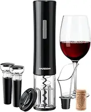 muson Electric Wine Opener, Automatic Corkscrew with Foil Cutter, 2 Vacuum Stopper, Aerator Pourer, Wine Bottle Opener Battery Operated 4-in-1 Gift Set for Wine Lover Home Kitchen