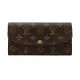 【Louis Vuitton 路易威登】M61289 EMILIE 帆布皮革襯裡信封長夾(棕/粉)