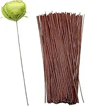 HIGHROCK 100Pcs Artificial Flower Branch, 40cm Floral Stems, Brown Flower Wire Wrapped with Paper, Florist Wire for Artificial Flowers, Wreath, DIY Bouquet (2mm)