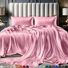 Satin Sheets Full Size Set 4 Pcs Silky & Luxuriously Soft Satin Bed Sheets Pink