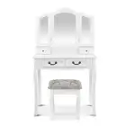 Artiss Elegant Makeup Vanity Table Dressing Desk Dresser with Mirror Stool White