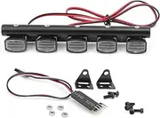 Universal RC Car Roof LED Light High Brightness 5LED Square Roof Light with 3 Channel Control Switch for 1/10 RC Car Black Metal Plastic 123mm 50g
