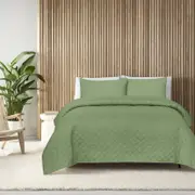 Ultrasonic Queen Coverlet Set - Green