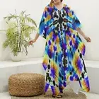 Psychedelic Kaftan Dress Goddess Caftan Tie Dye Trippy Hippie Rainbow Purple