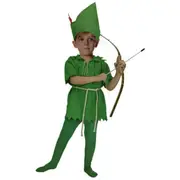 Childrens Green Costume Peter Pan Robin Hood Elf Halloween Kids Book Week 110-130cm (6-9yrs)