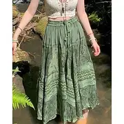 Women's Skirt Bohemia Boho Midi Mid Rise Skirts Floral Print Micro-elastic Street Going out Green Summer Polyester