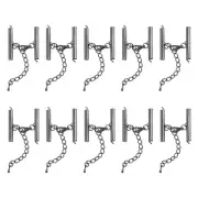 10Sets Slide on End Clasps, 30mm Tube Slider Crimp Cord Ends, Metallic Black