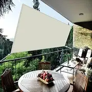 Waterproof Shade Sail 2.5 x 8 m(8.2 x 26.25ft) Water Resistant Sunshade Protection Sun Wind 98% UV Block with Free Rope for Backyard Deck Patio Balcony Fence Porch, Beige