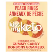 Kiss My Keto, Gummy Candy, Peach Rings, 8 Bags, 0.88 oz (25 g) Each