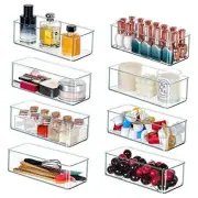 8 PACK Clear Stackable Drawer Organizer Bins, Plastic Organizer Bins for
