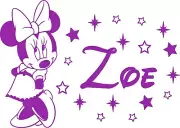 Personalized Girl Name Wall Decal Minnie Mouse Vinyl Decal Sticker Nursery ZX57