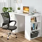 Computer Desk Student Study Writing Table Home w/Drawers Bookshelf White