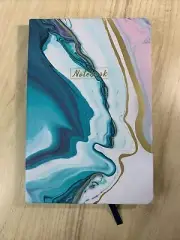 NEW Unused Lined Journal Notebook Hard Cover Green Pink Geode Pattern Cover NIP