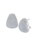 Kenneth Jay Lane Pave Tear Shape Drop Earrings in Rhodium Plated